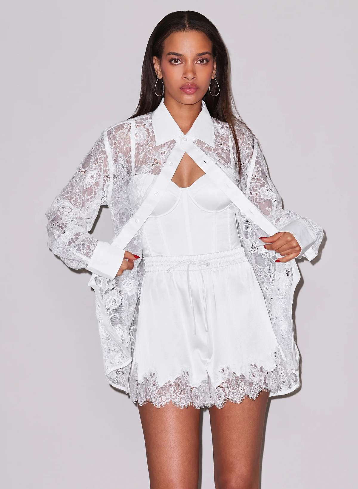 fleur du mal Juliet Silk & Lace Short - Ivory - Image 4 of 4