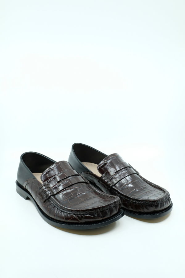 LOEWE Croc Embossed Flap Back Campo Loafer