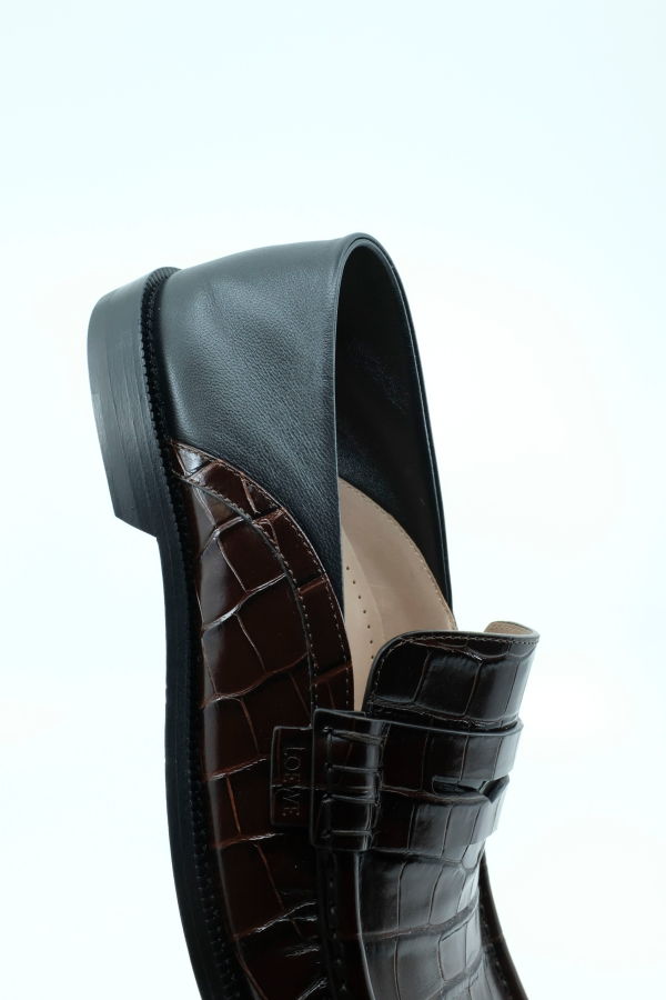 LOEWE Croc Embossed Flap Back Campo Loafer