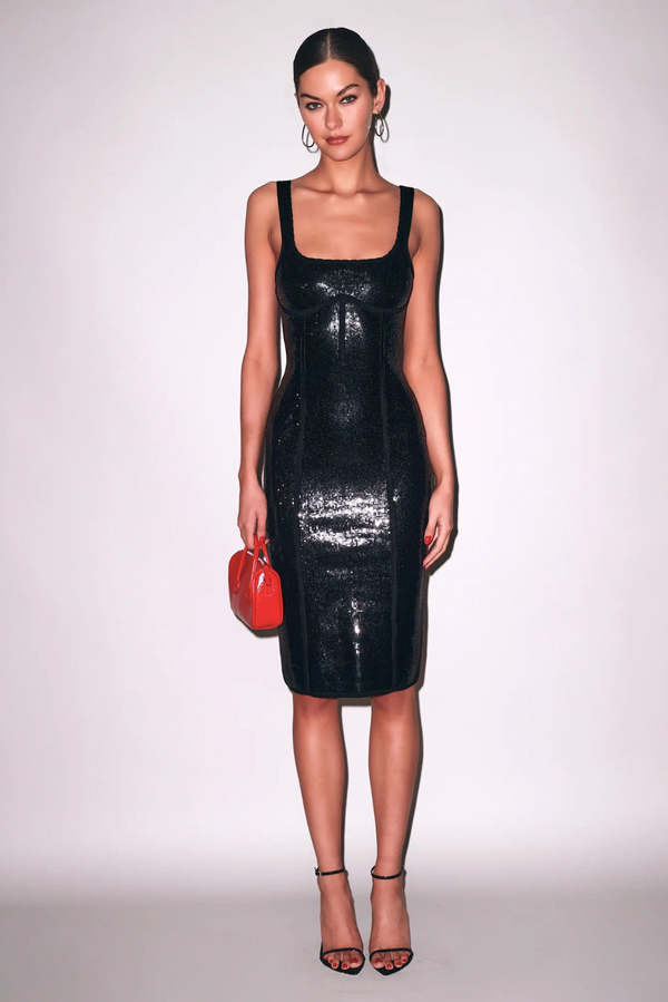 Fleur du Mal Sequin Knit Bodycon Midi Dress - Black Fleur du Mal Sequin Knit Bodycon Midi Dress - Black