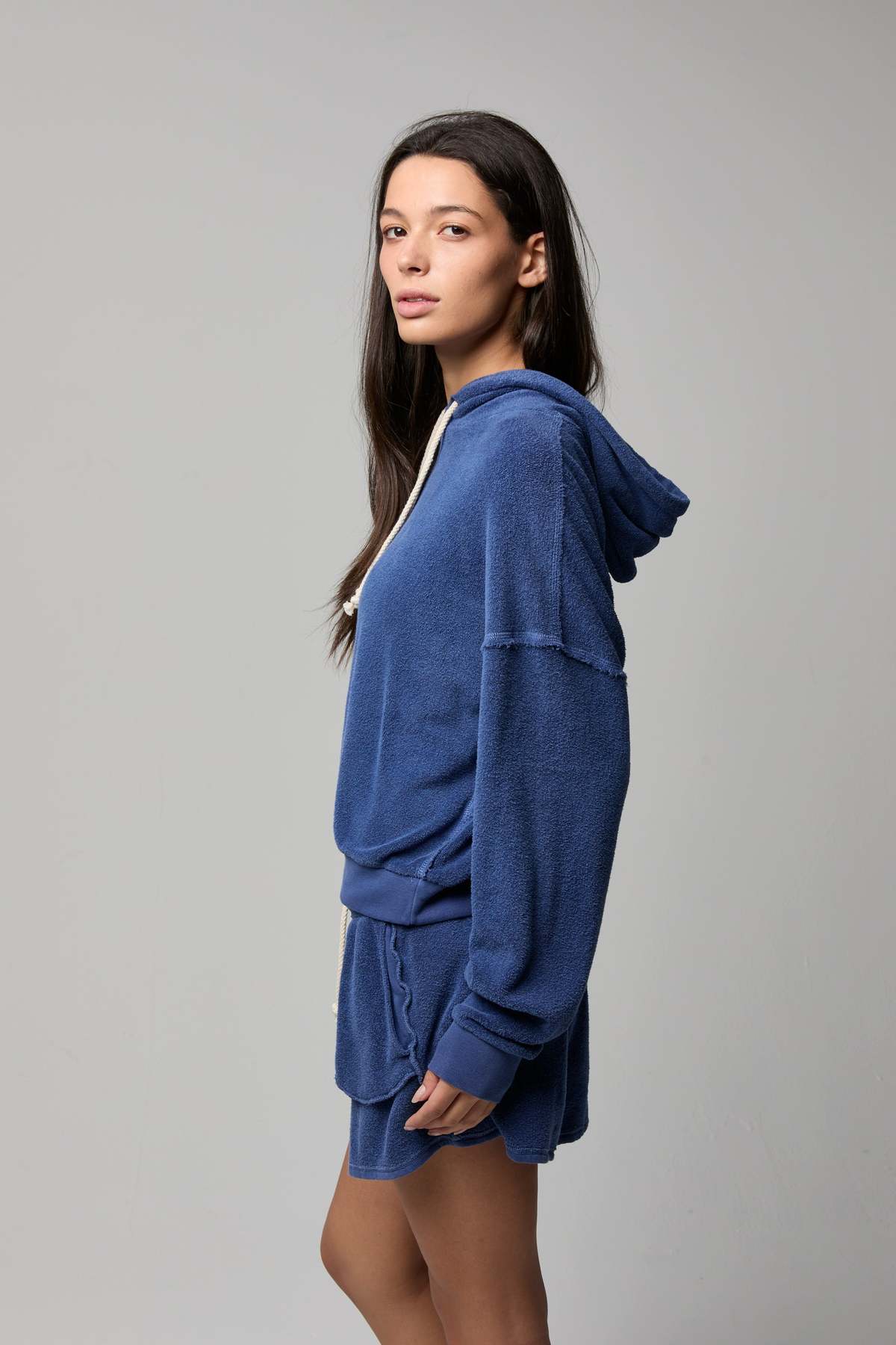 Asher Hazel Cotton Sherpa Hoodie - Blue Haze - Image 3 of 4