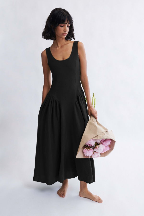 Eliza Faulkner Vivienne Maxi Dress - Black Linen