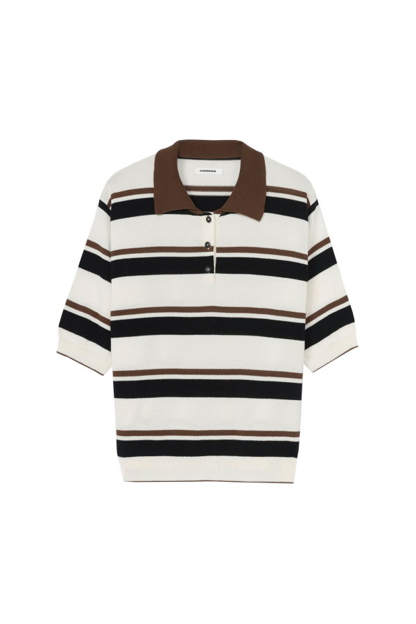 Cordera Organic Cotton Striped Polo Sweater