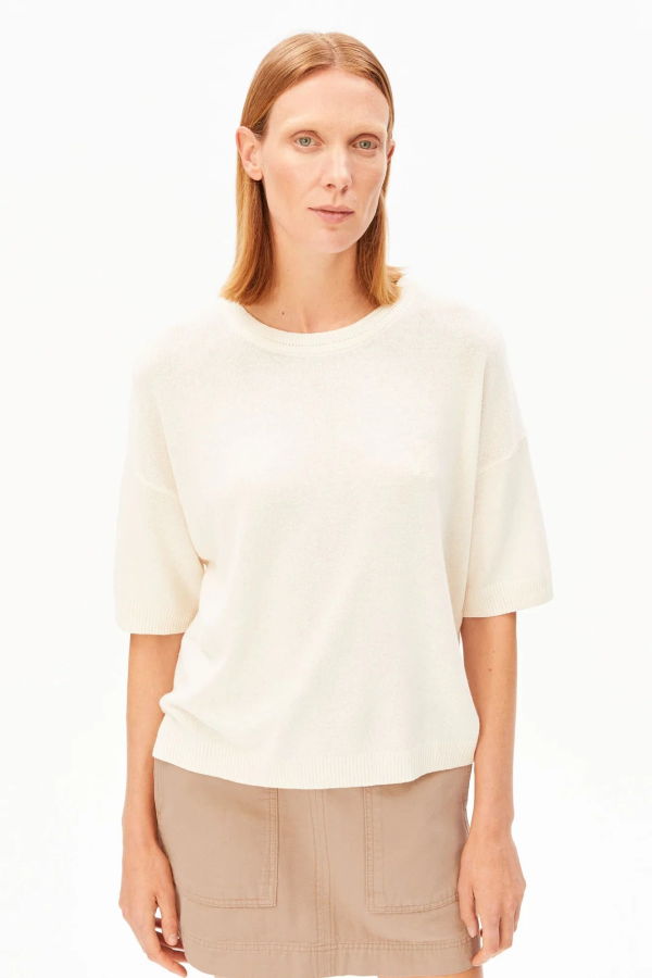 Armedangels Short Sleeve Linen Blend Knit Sweater - Undyed