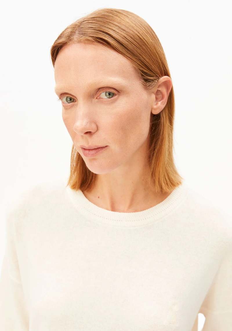 Armedangels Short Sleeve Linen Blend Knit Sweater - Undyed