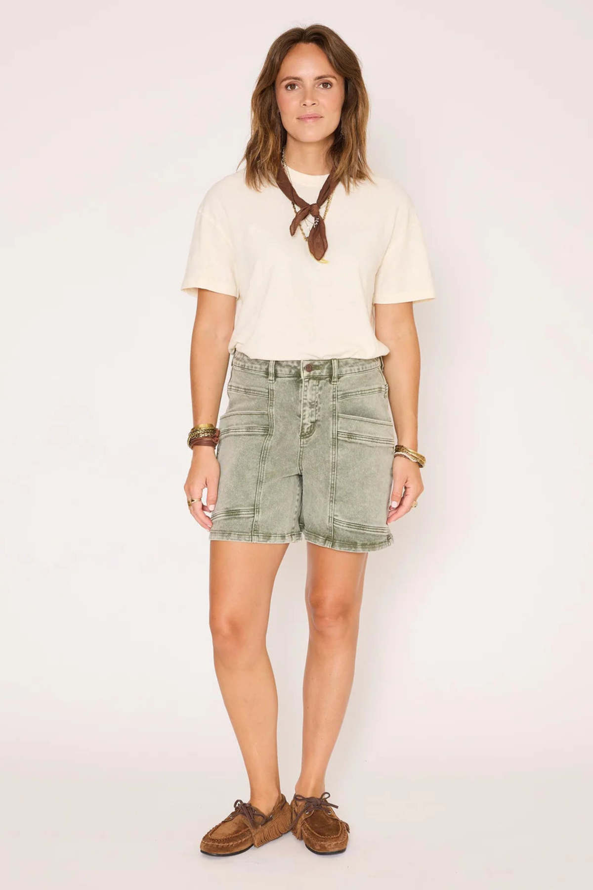 MKT Studios Pola Pacific Drill Shorts - Khaki - Image 1 of 4