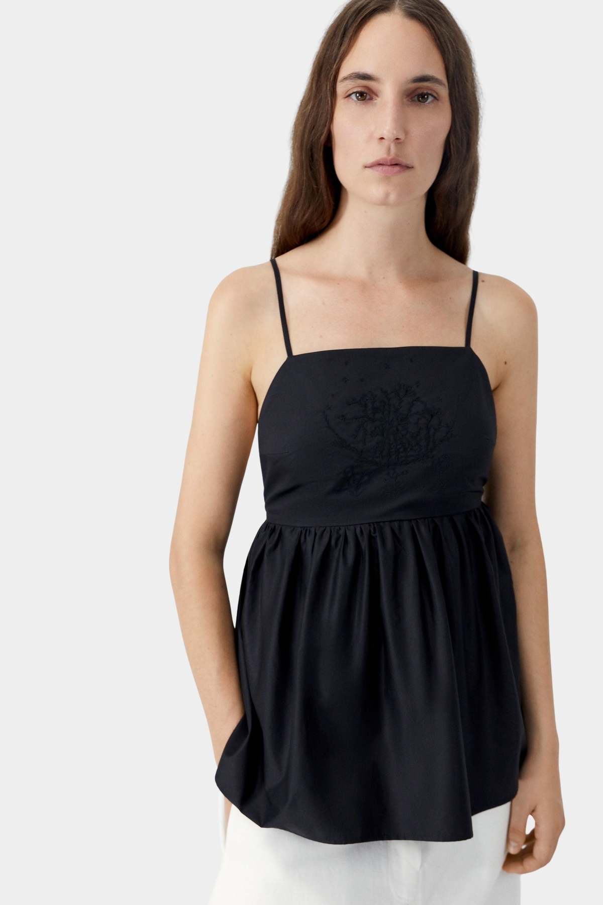 Cordera Cotton Embroidered Top - Black - Image 1 of 4