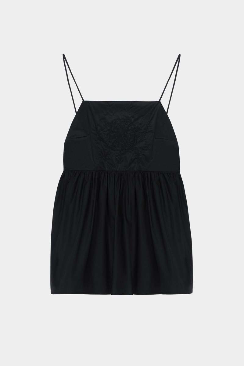 Cordera Cotton Embroidered Top - Black