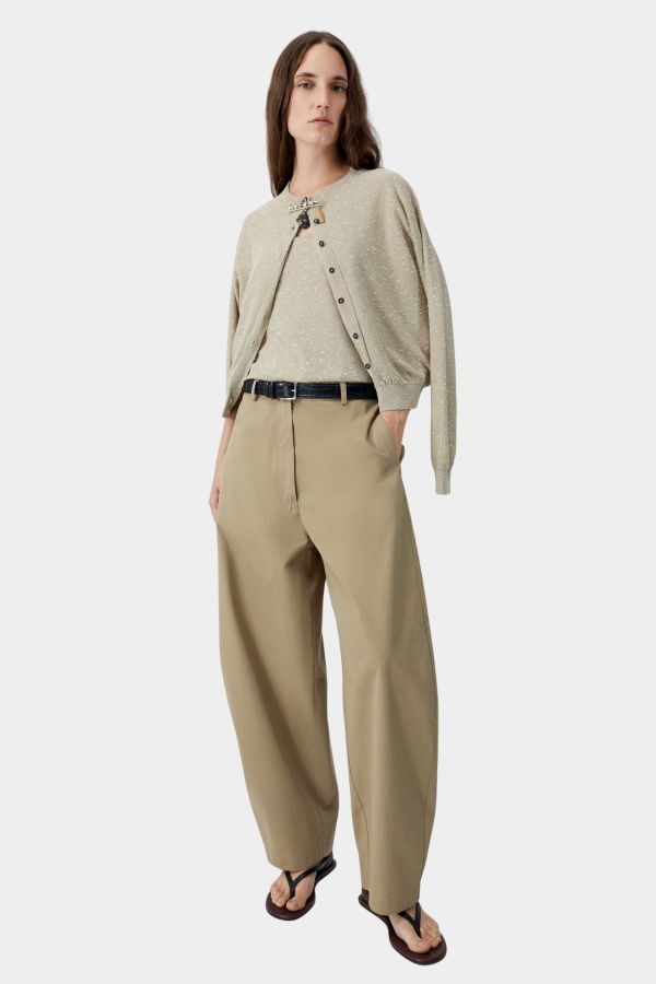 Cordera Linen & Cotton Flecked Cardigan - Beige