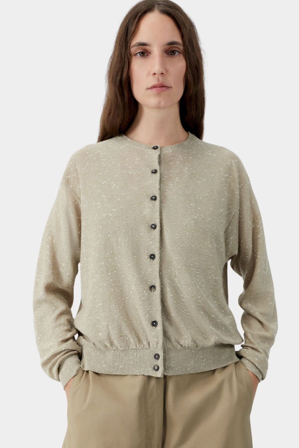 Cordera Linen & Cotton Flecked Cardigan - Beige