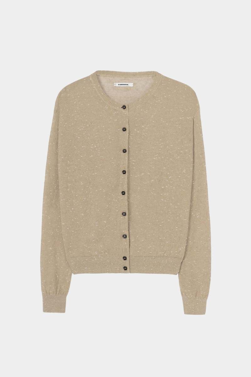 Cordera Linen & Cotton Flecked Cardigan - Beige