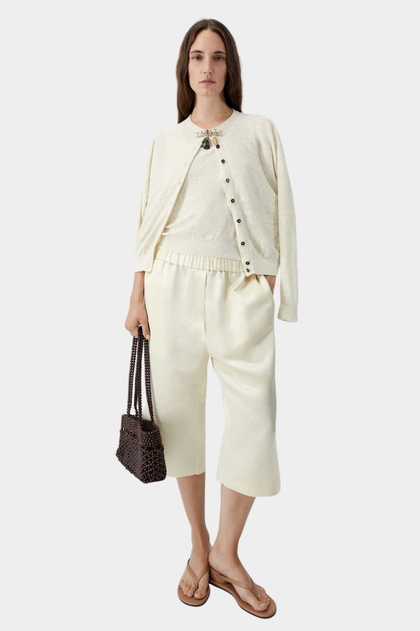 Cordera Linen & Cotton Flecked Cardigan - Cream