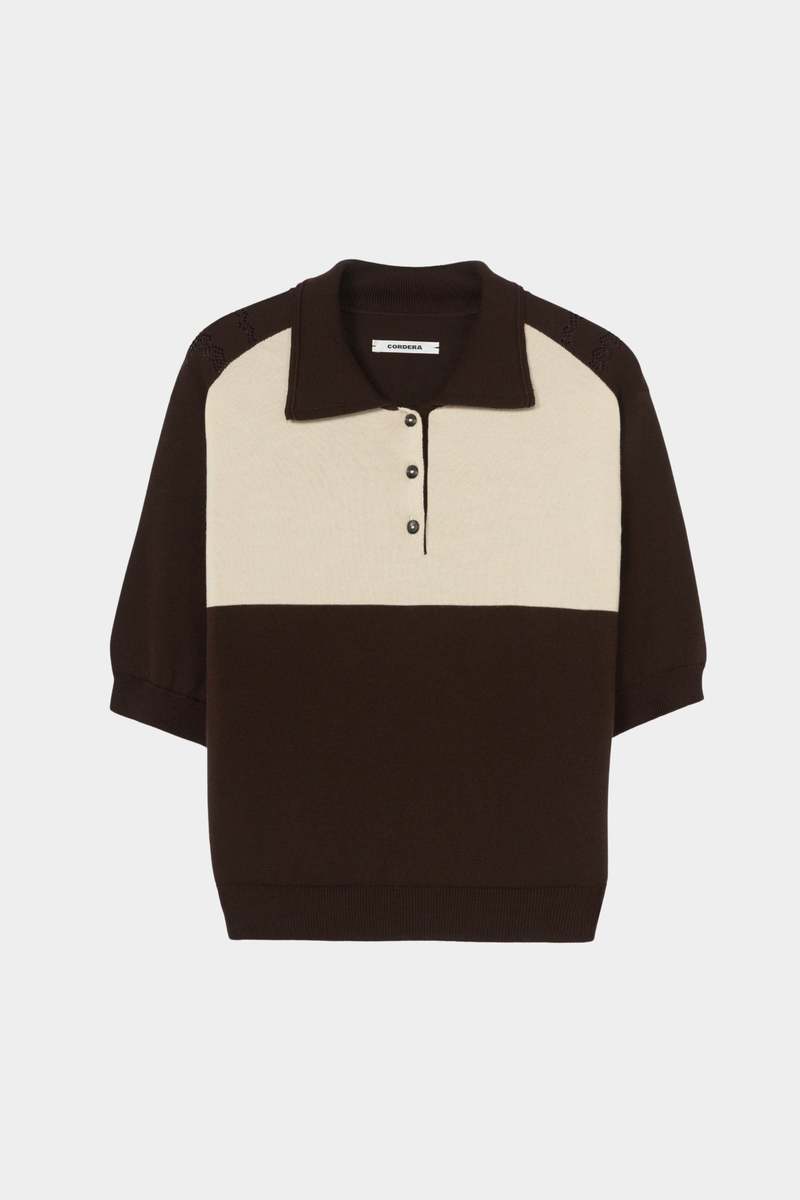 Cordera Organic Cotton Colorblock Polo - Brown