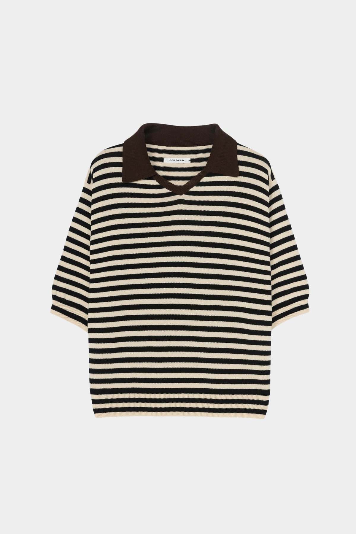Cordera Organic Cotton V Neck Polo - Striped - Image 4 of 4