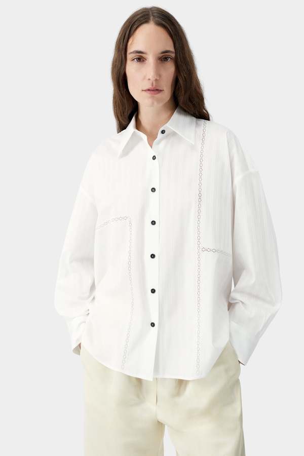 Cordera Oversized Lace Shirt - White