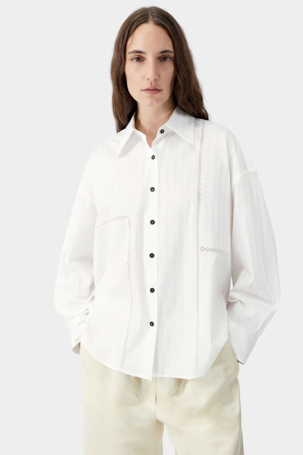Cordera Oversized Lace Shirt - White