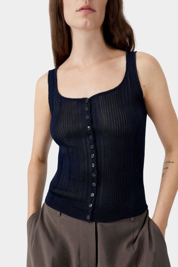Cordera Ribbed Tank Top - Navy