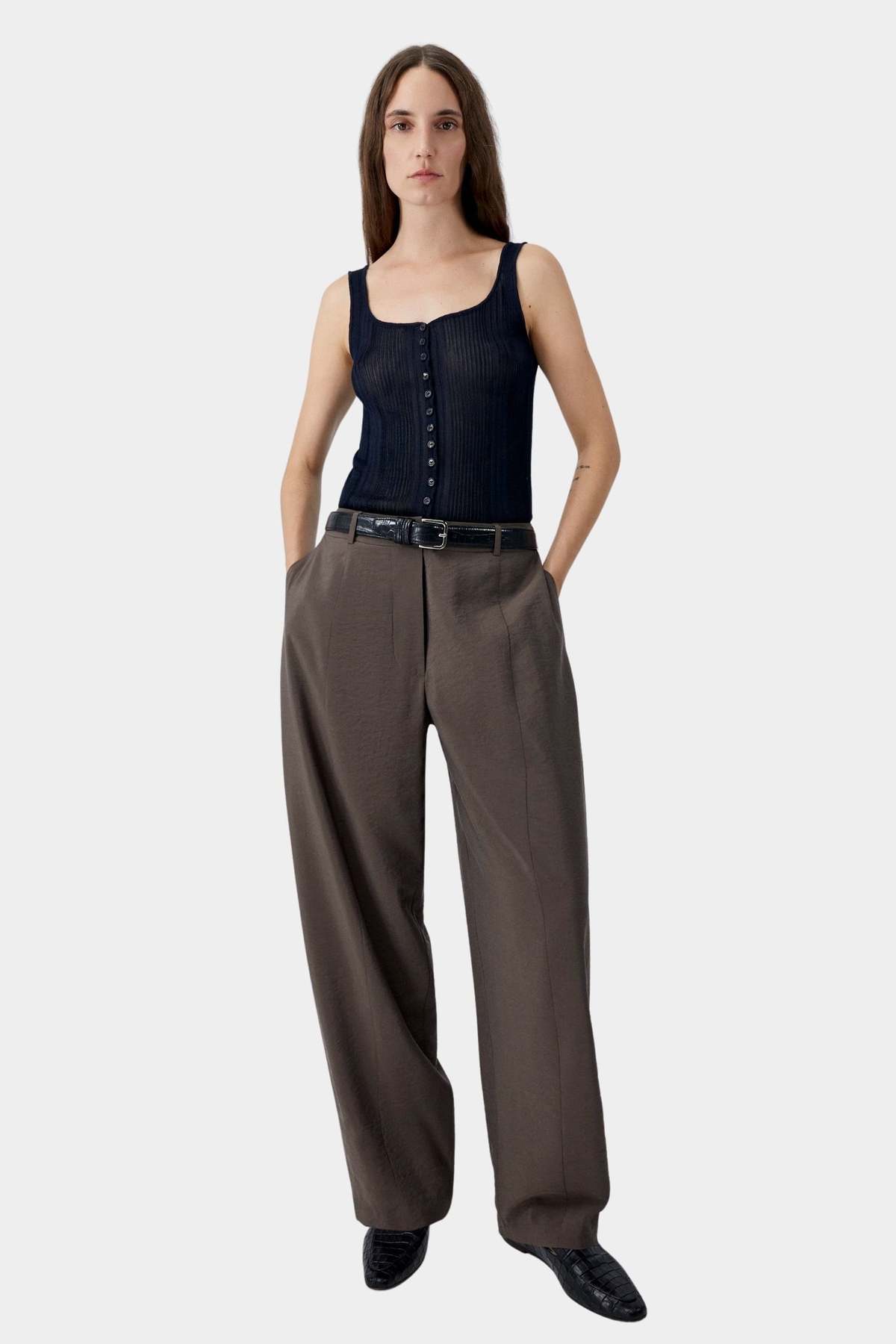 Cordera Ribbed Tank Top - Navy - Image 2 of 4