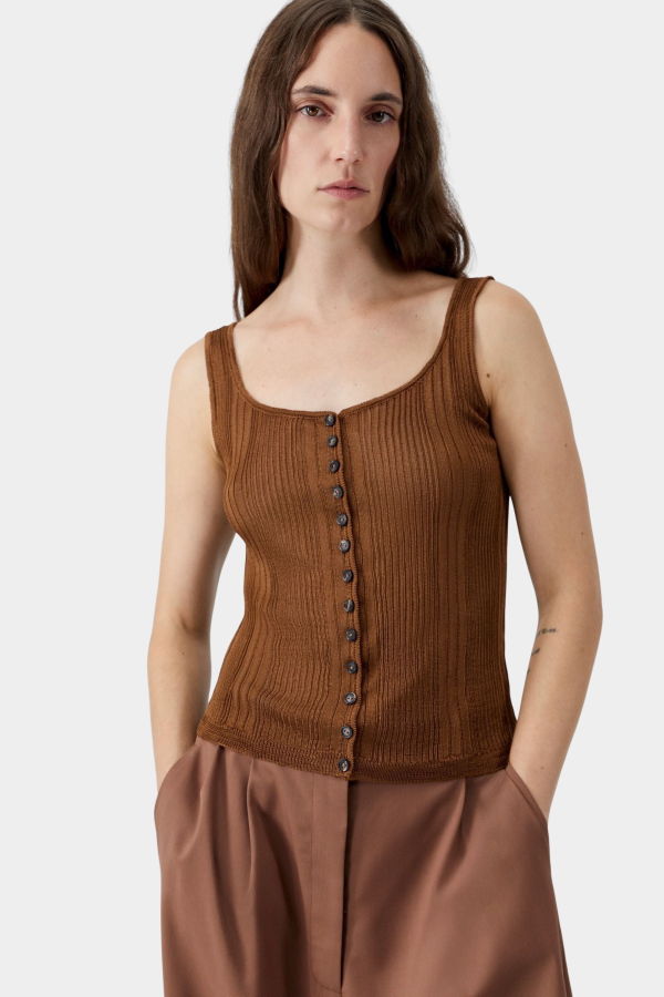 Cordera Ribbed Tank Top - Tobacco