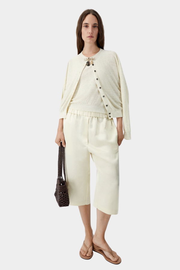 Cordera Satin Capri Pants - Marfil