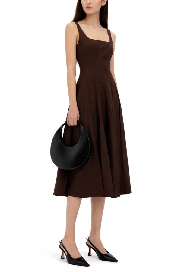 Staud Wells Midi Dress - Brown