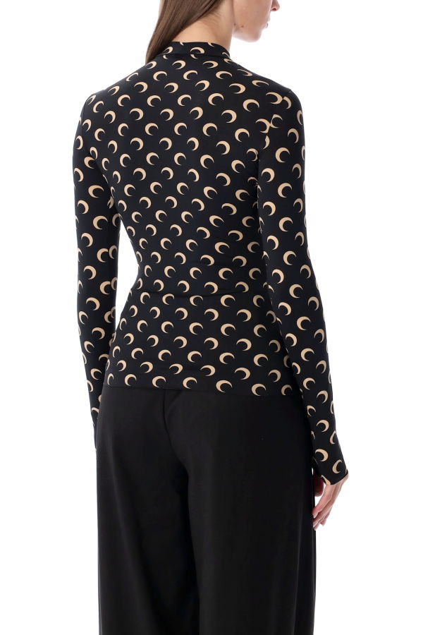 MARINE SERRE Moon All-Over Slim Top - Black/Moon Tan