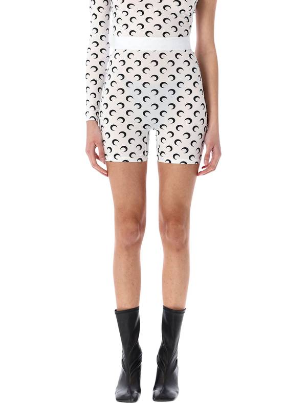 MARINE SERRE Recycled Moon Shorts - White Black Moon MARINE SERRE Recycled Moon Shorts - White Black Moon