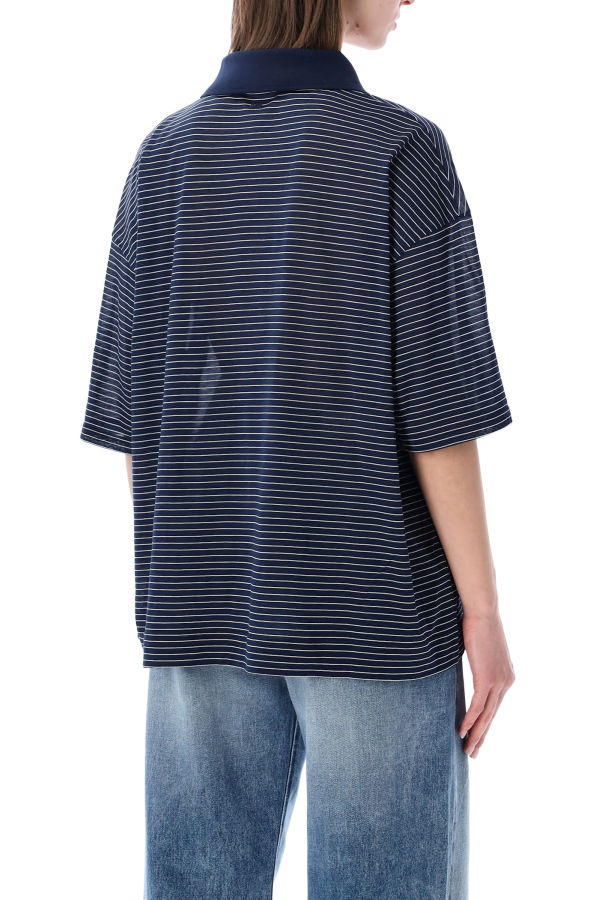 Ami Alexandre Mattiussi Ami Paris Blue Striped Cotton Polo