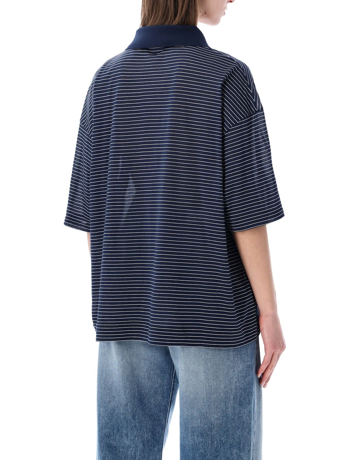 Ami Alexandre Mattiussi Ami Paris Blue Striped Cotton Polo - Image 2 of 3