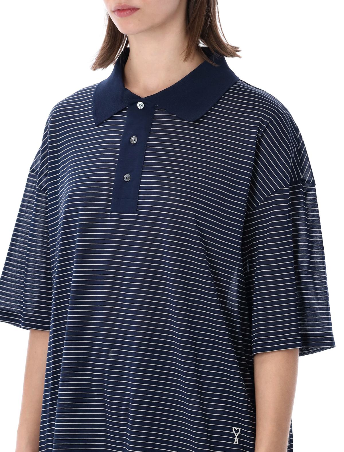 Ami Alexandre Mattiussi Ami Paris Blue Striped Cotton Polo - Image 3 of 3