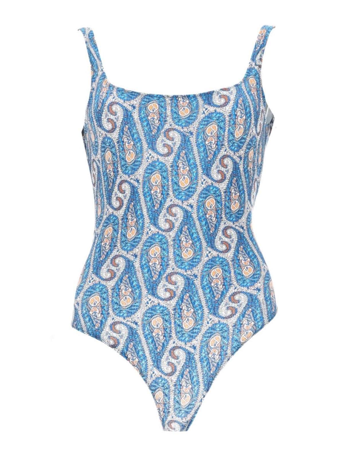 Etro Floral Paisley Print One-Piece Swimsuit - Blue - Image 1 of 2