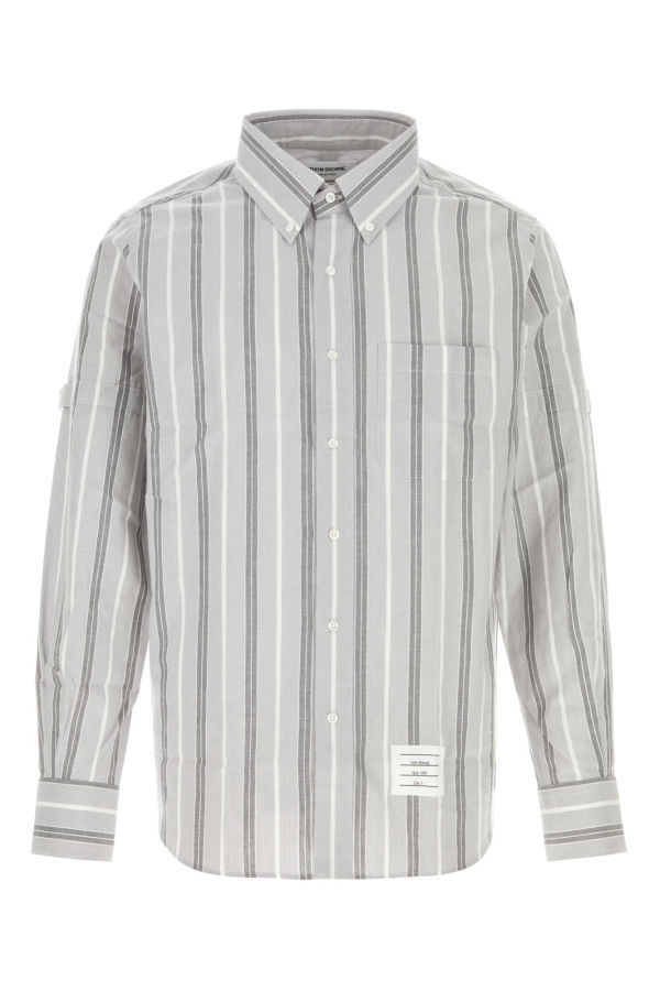 Thom Browne Embroidered Cotton Shirt - Med Grey