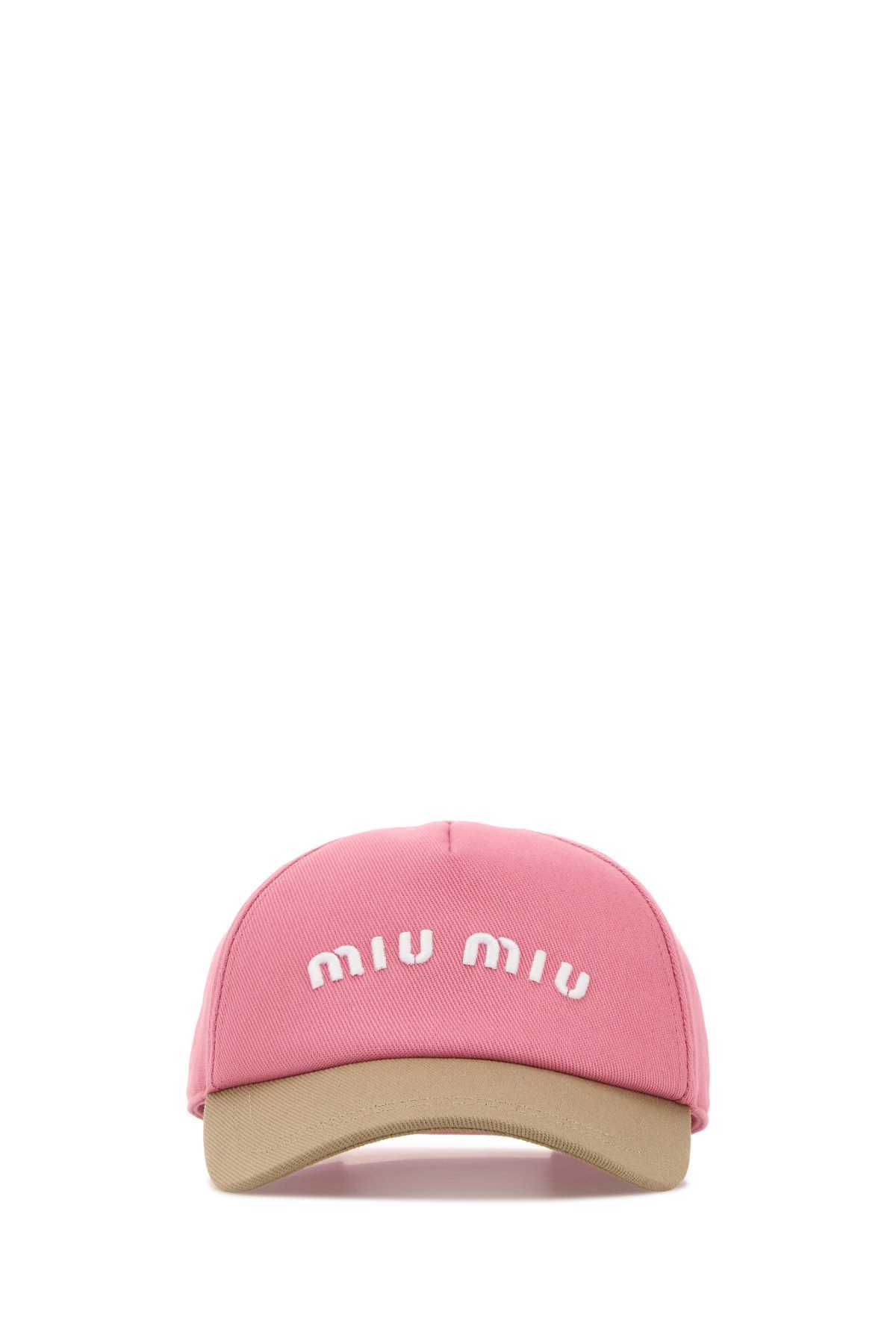 MIU MIU Two-Tone Cotton Baseball Cap - Begoniacorda - Image 1 of 2