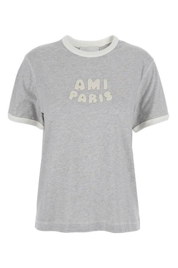 Ami Alexandre Mattiussi T-Shirt With Embroidered Patch Ami Paris - Gray