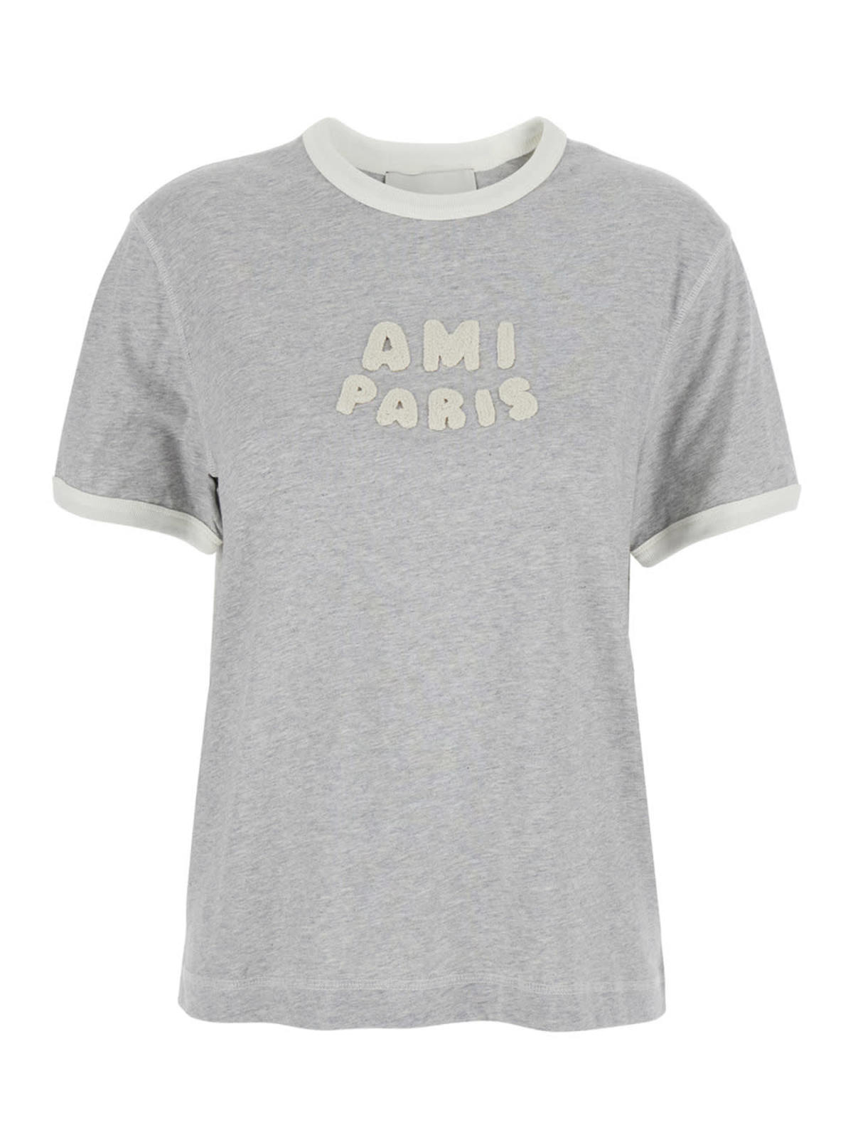 Ami Alexandre Mattiussi T-Shirt With Embroidered Patch Ami Paris - Gray - Image 1 of 3