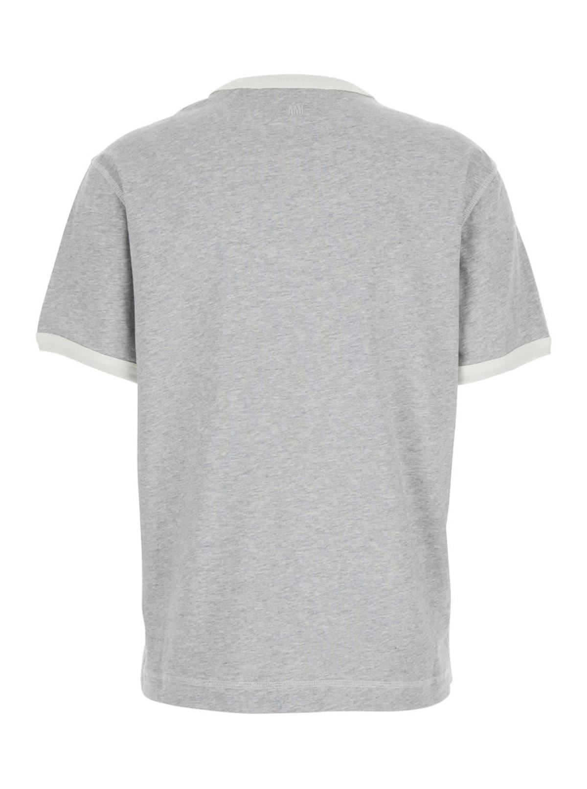 Ami Alexandre Mattiussi T-Shirt With Embroidered Patch Ami Paris - Gray - Image 2 of 3