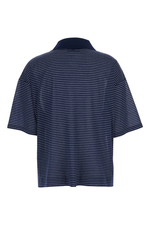 Ami Alexandre Mattiussi Striped Boxy Fit With Ami De Coeur Patch Polo - Blue