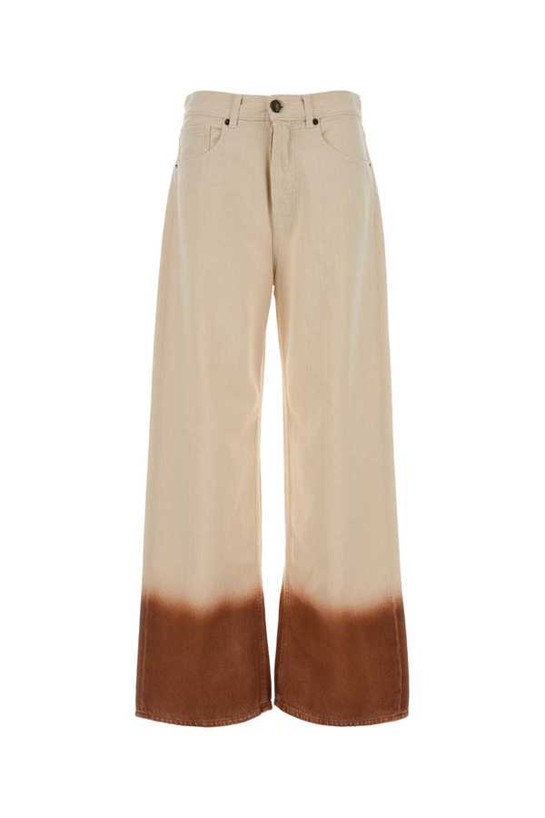 Alanui Two-Tone Denim Wide-Leg Jeans - OFFWHITEBUR