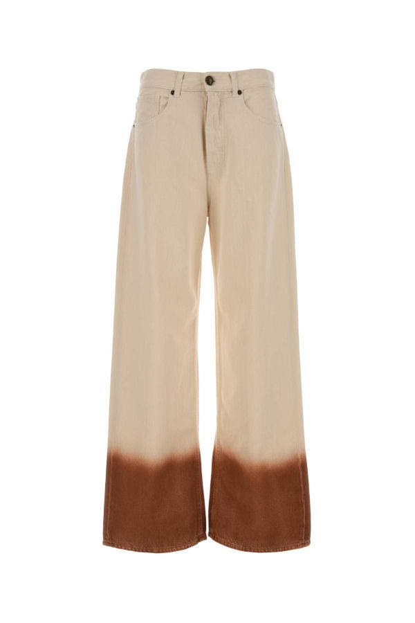 Alanui Two-Tone Denim Wide-Leg Jeans - OFFWHITEBUR