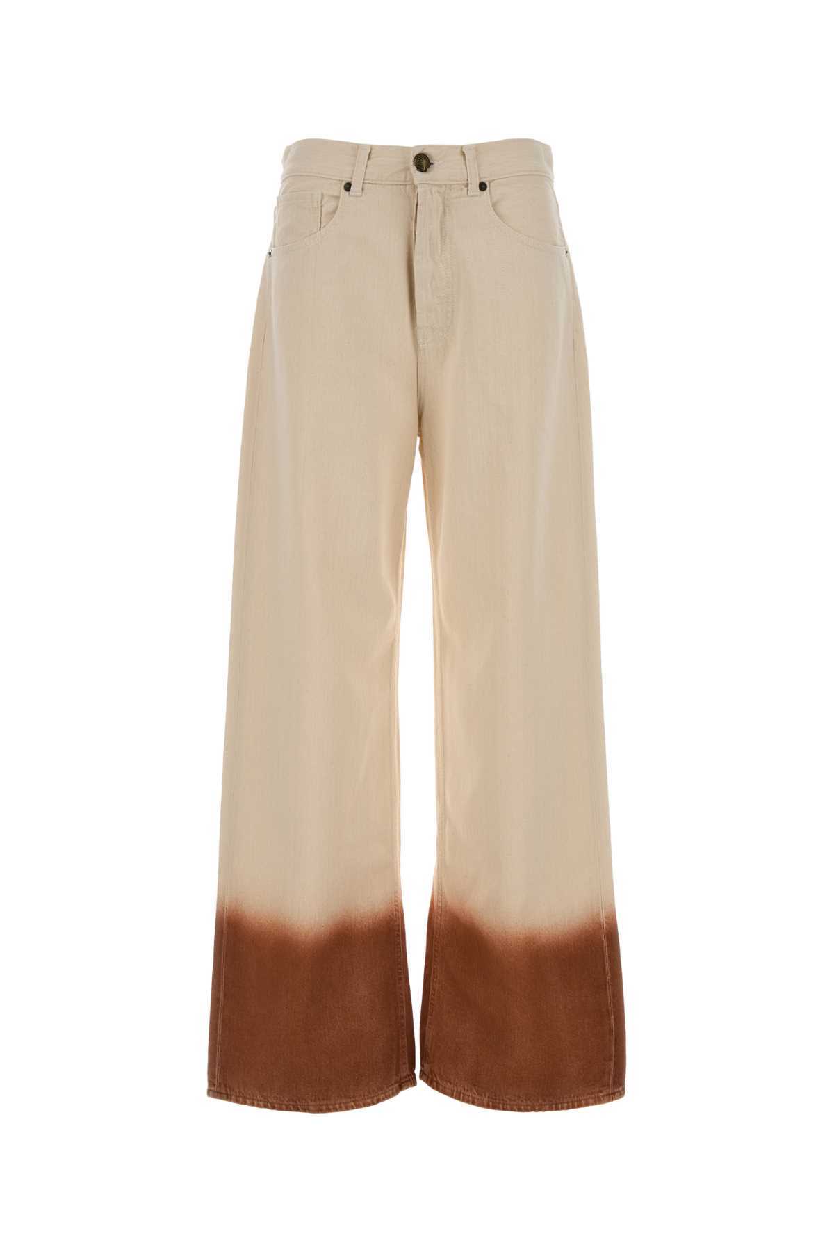 Alanui Two-Tone Denim Wide-Leg Jeans - OFFWHITEBUR - Image 1 of 2