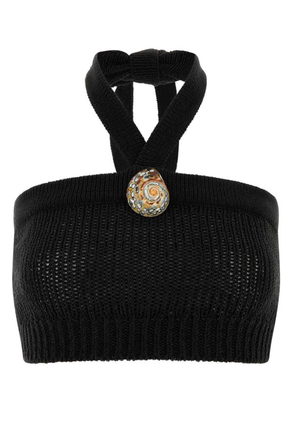 Alanui Slate Polyester Blend Island Memories Crop-Top - Black