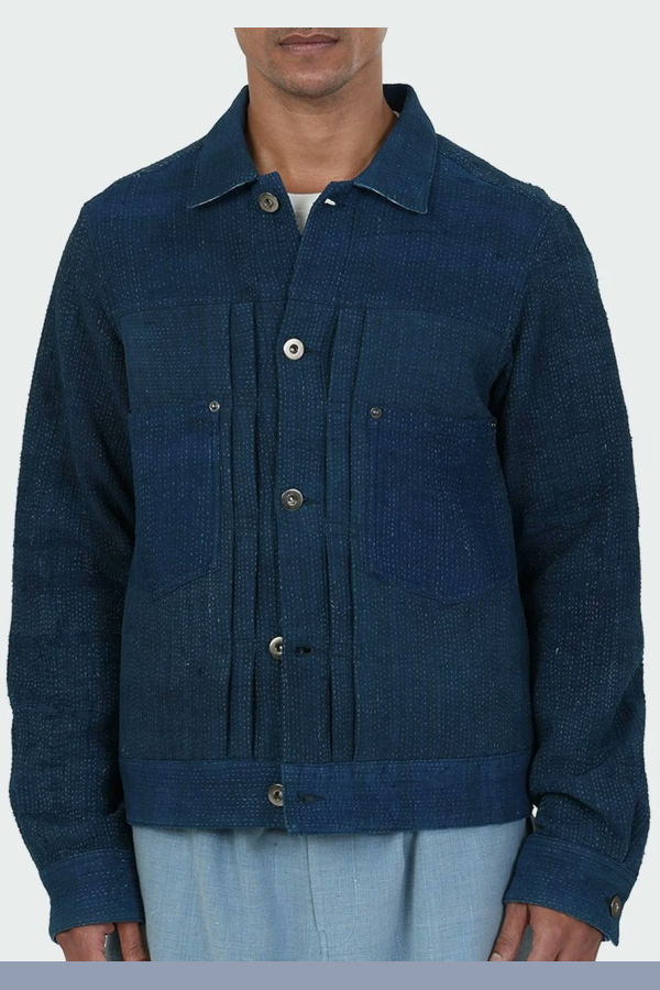Kardo Craft Marvin Trucker Jacket Vintage Kantha - Indigo