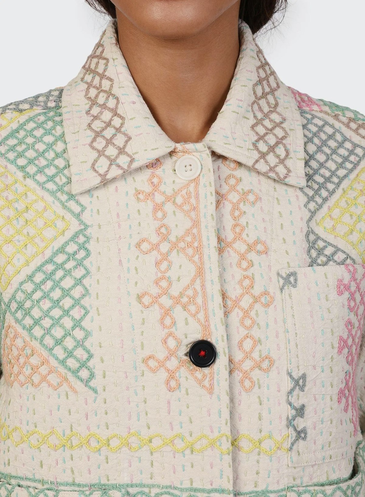 Kardo Craft Embroidered Suzani Rumi Jacket - Natural - Image 4 of 7