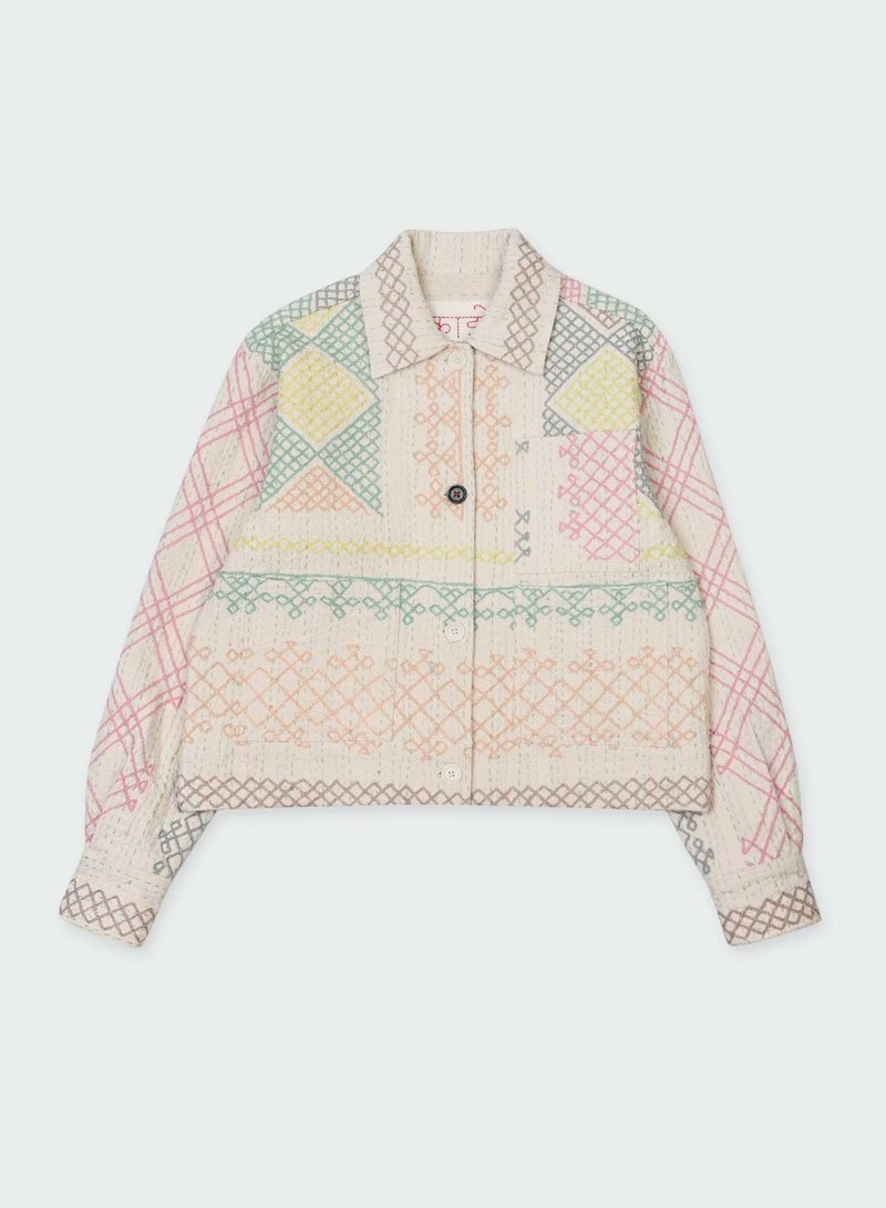 Kardo Craft Embroidered Suzani Rumi Jacket - Natural