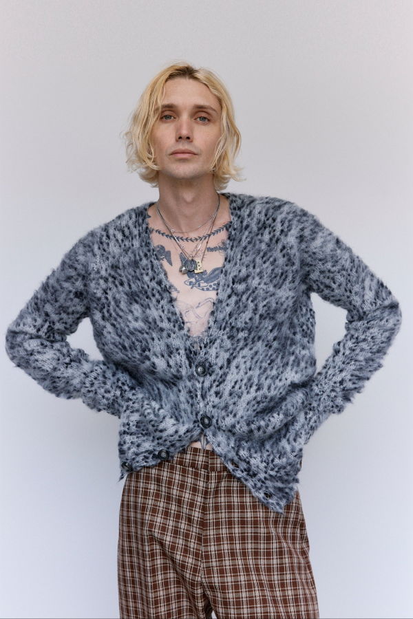 Marni Black & White Brushed Alpaca Boucle Cardigan