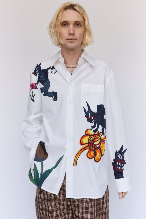 Marni Lily White Wolf & Tulip Printed Shirt