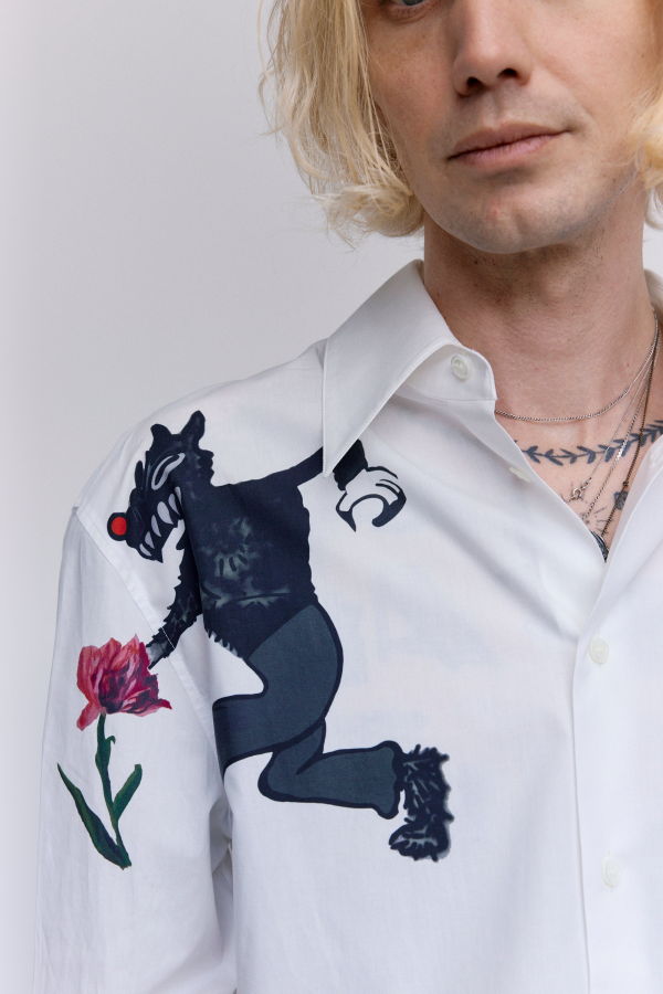 Marni Lily White Wolf & Tulip Printed Shirt