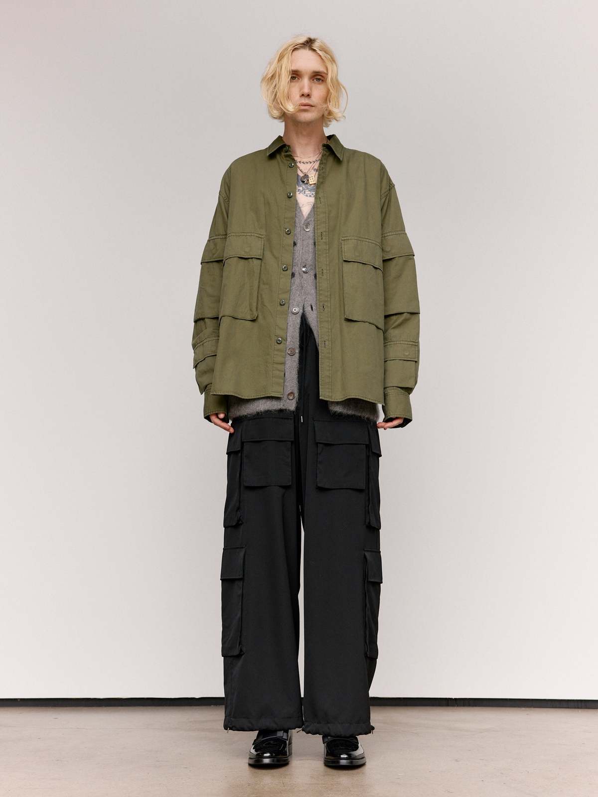 TAKAHIROMIYASHITA The Soloist. Cotton B.D.U Shirt - Olive - Image 6 of 11