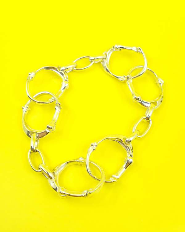 TAKAHIROMIYASHITA The Soloist. Small Silver Bone Shaped Carabiner Bracelet