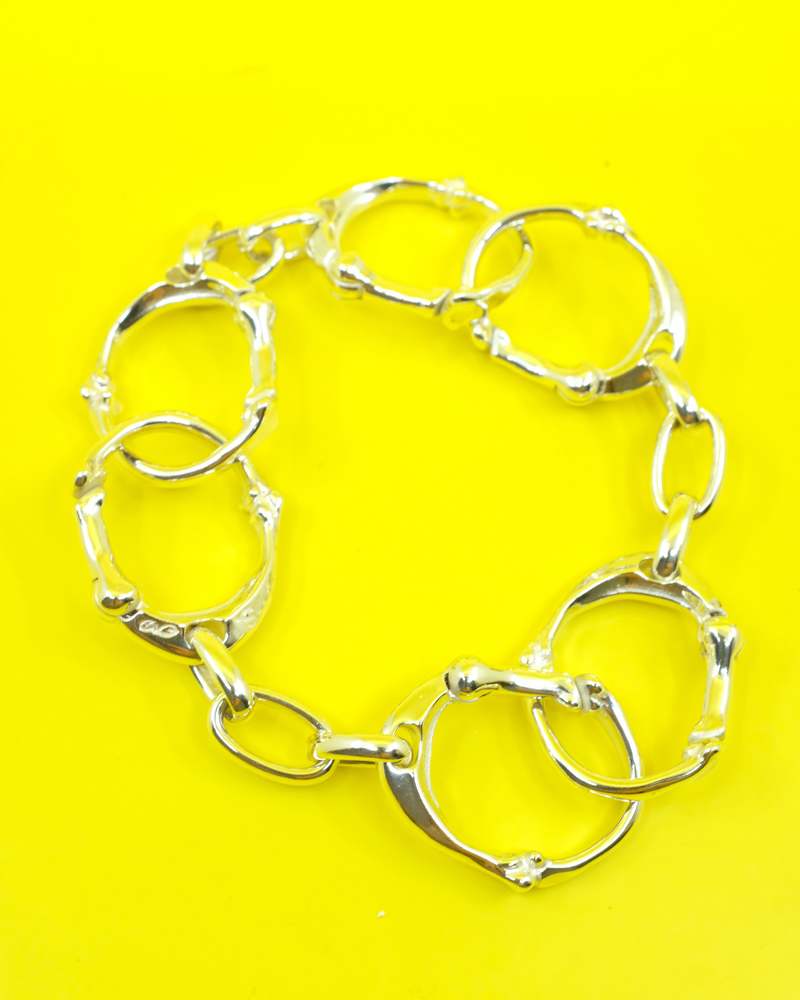 TAKAHIROMIYASHITA The Soloist. Small Silver Bone Shaped Carabiner Bracelet